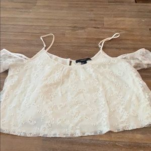 A-line cold shoulder lace crop top